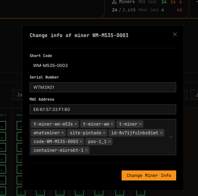 Change Miner Info Form
